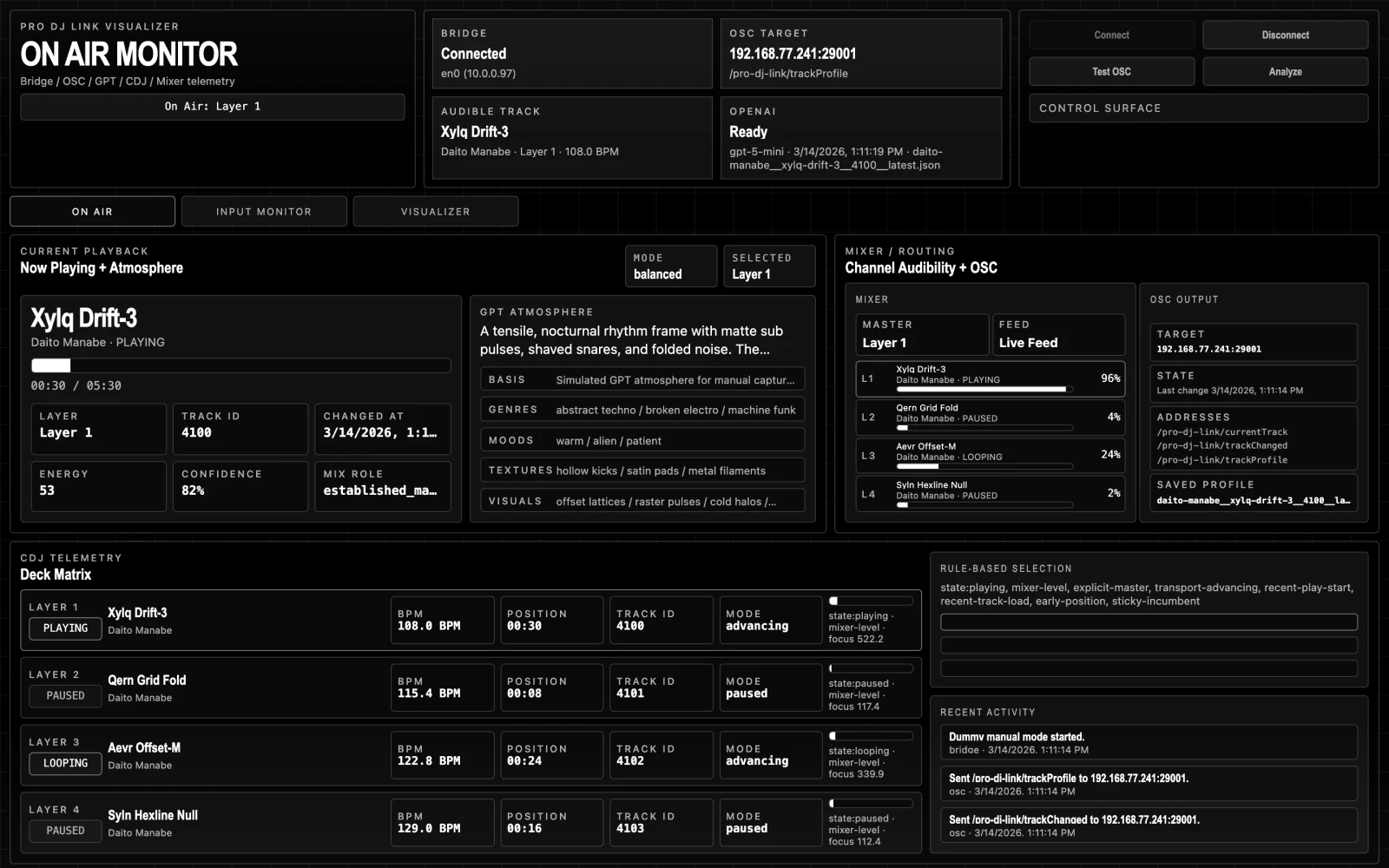 On Air monitor screenshot